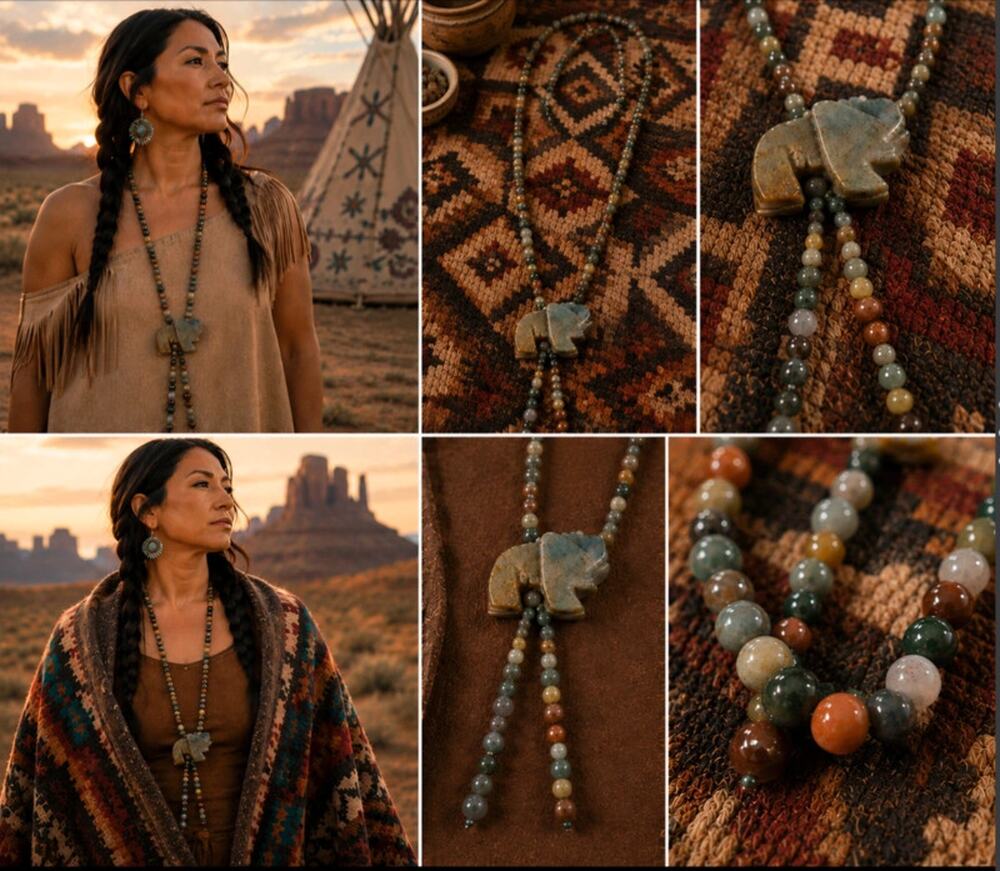 Native Amerocan Carved stone necklace